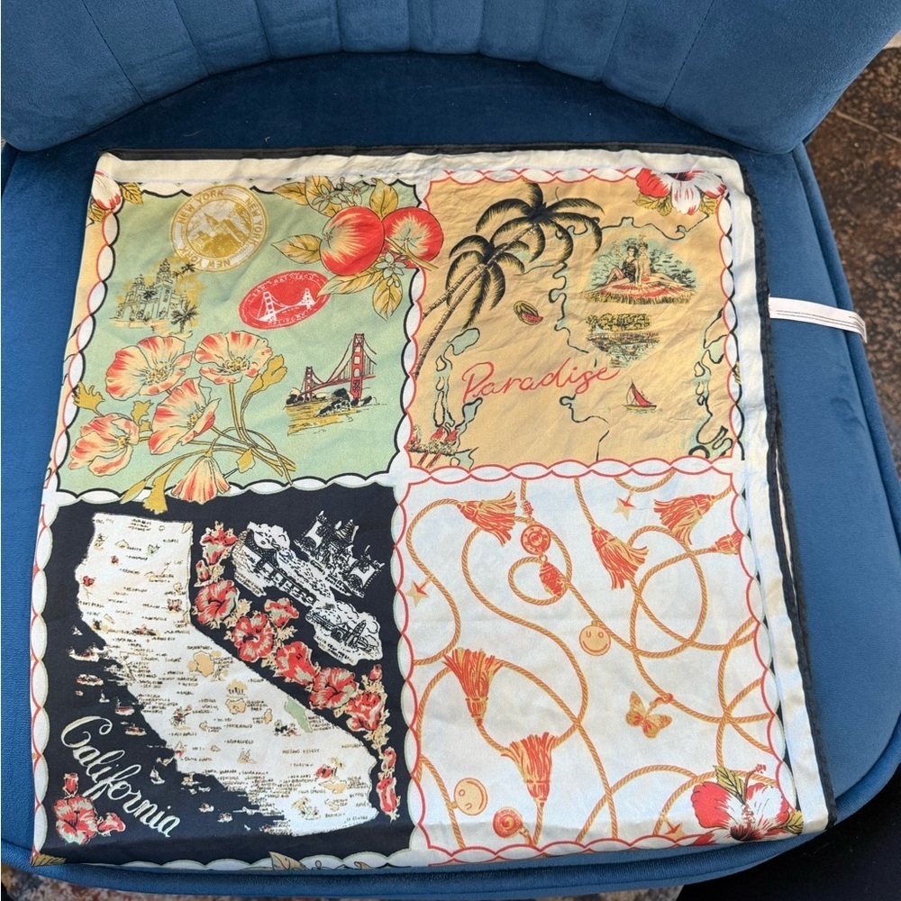 Vintage Style California Paradise Print Square Scarf 29 x 30